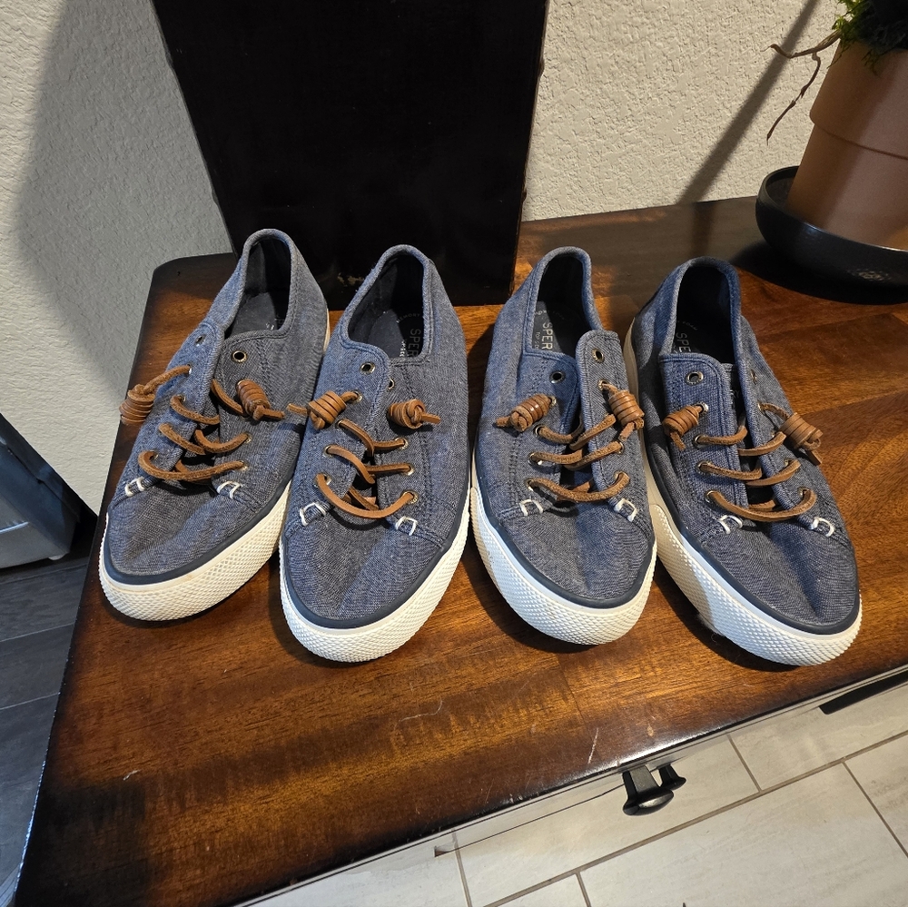 Sperry Navy and Tan Women's Sneakers 6.5